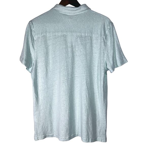 NWT Onia Linen Blend Short Sleeve Misty Blue Jersey Polo Shirt Large - Picture 5 of 8